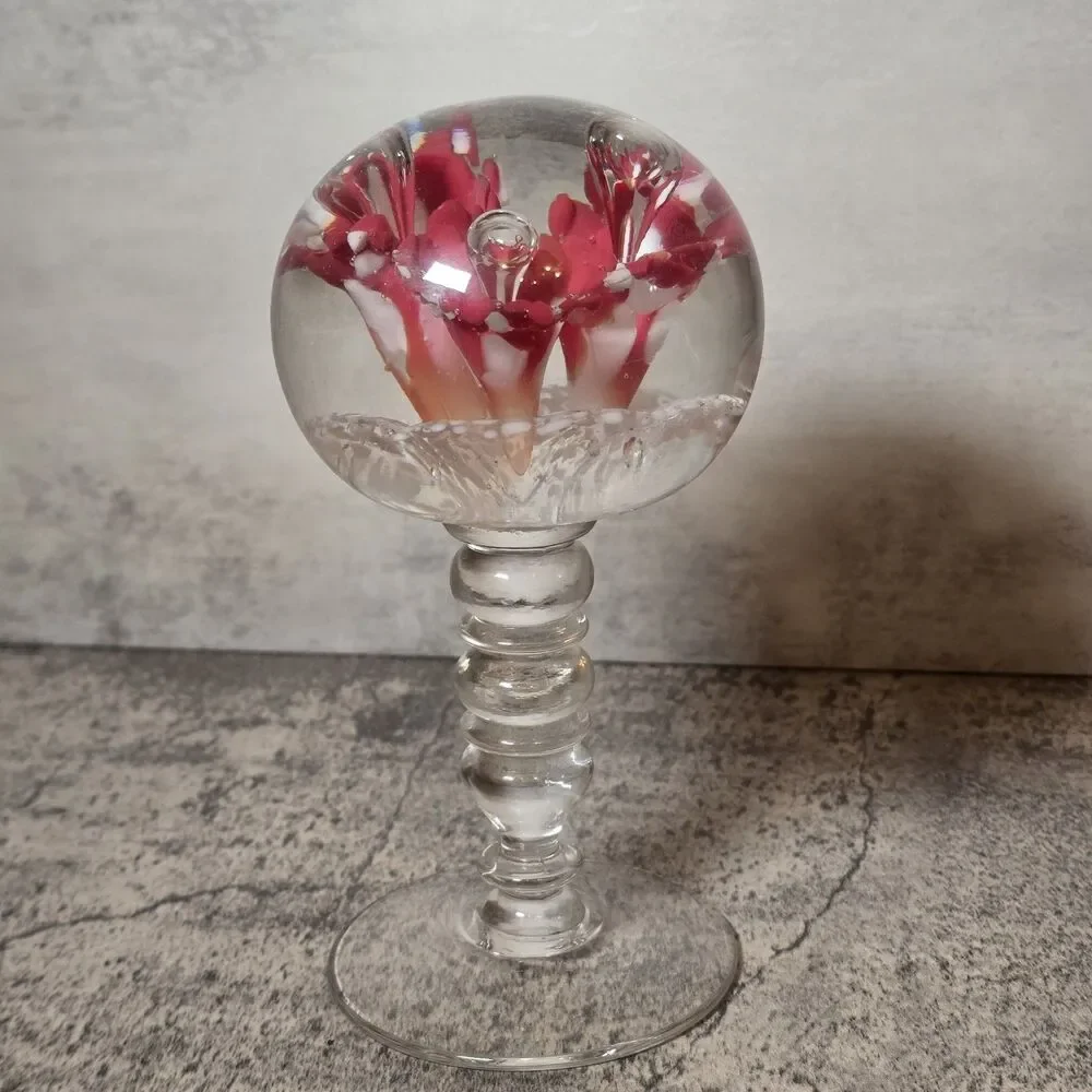 Footed Floral Paperweight on Pedestol 7
